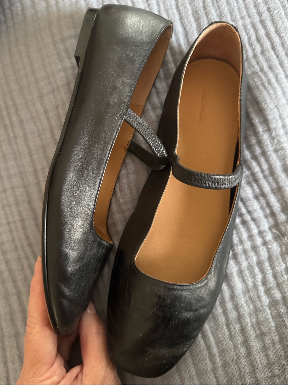 Madewell Greta Black Leather Mary Jane Flats Square Toe Size 6.5 - Picture 3 of 8